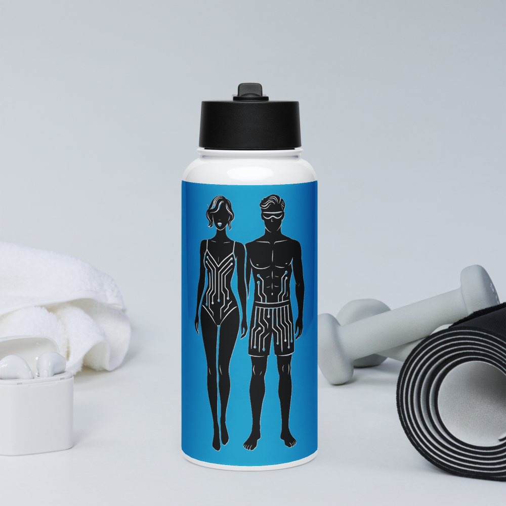 Digital Twin Stainless steel water bottle with a straw lid
