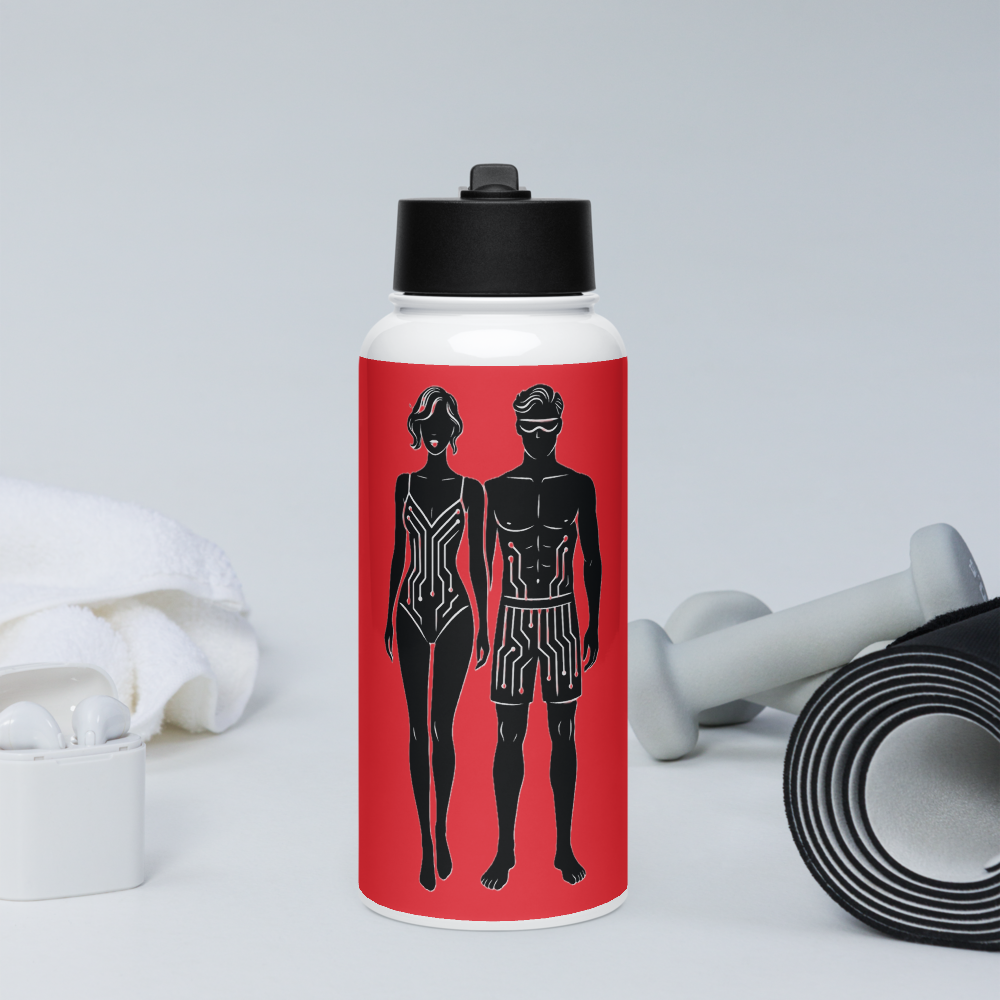 Digital Twin Stainless steel water bottle with a straw lid