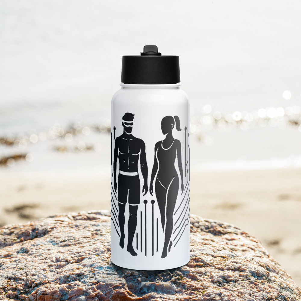Digital Twin Stainless steel water bottle with a straw lid