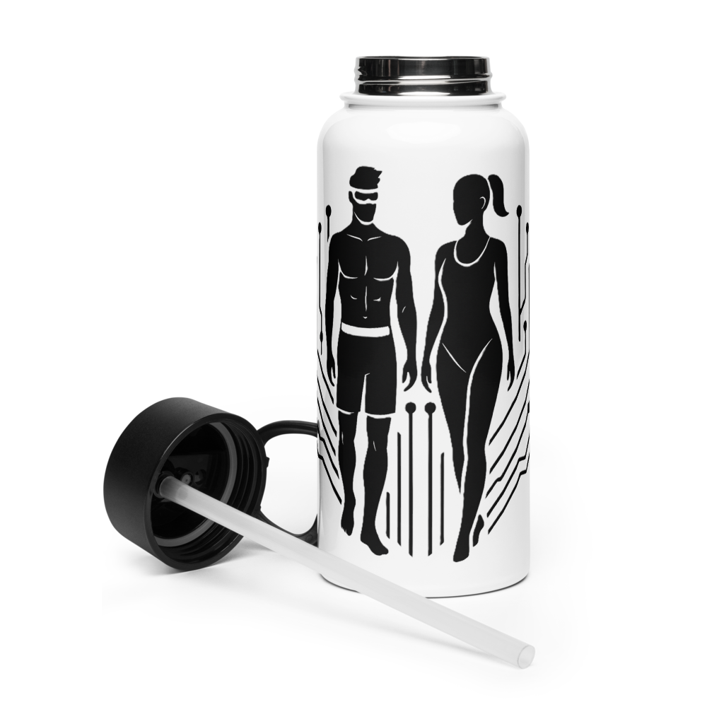 Digital Twin Stainless steel water bottle with a straw lid