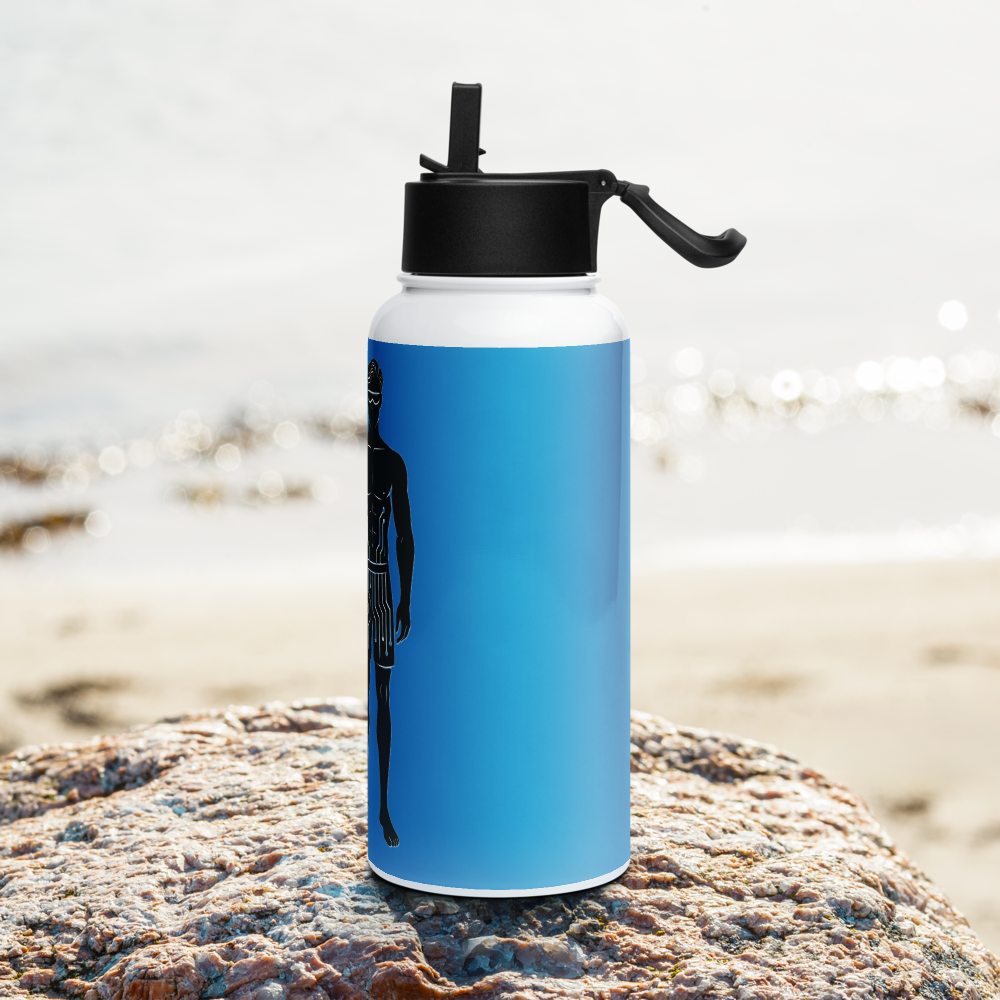 Digital Twin Stainless steel water bottle with a straw lid