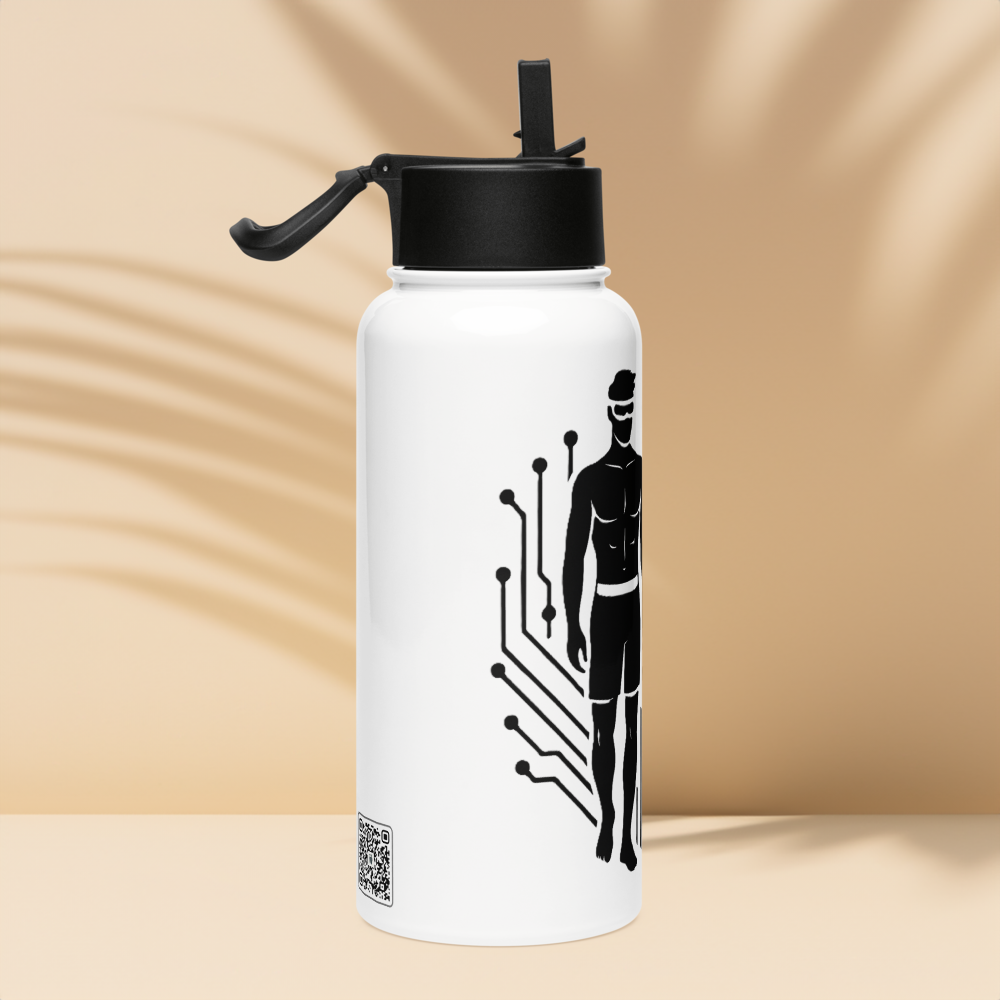 Digital Twin Stainless steel water bottle with a straw lid