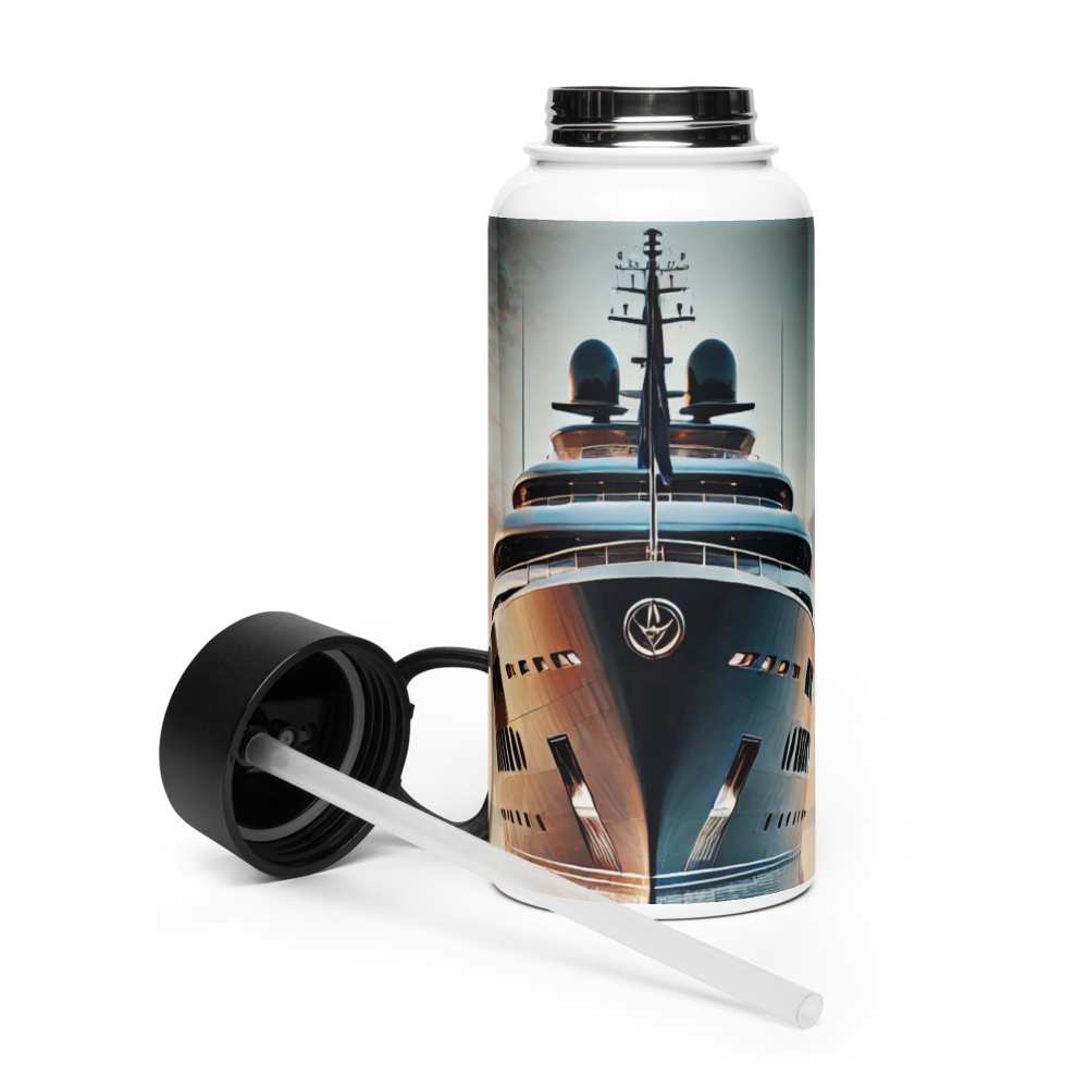 Stainless steel water bottle with a straw lid